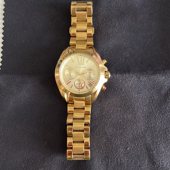 Michael Kors Gold Tone Mini Bradshaw Chronograph Watch Fully Functional